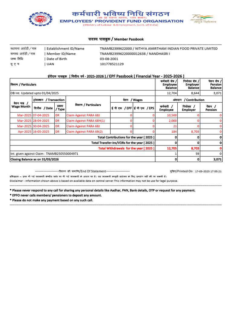 Tnamb23996220000012638 2025 | PDF | Factor Income Distribution | Payments