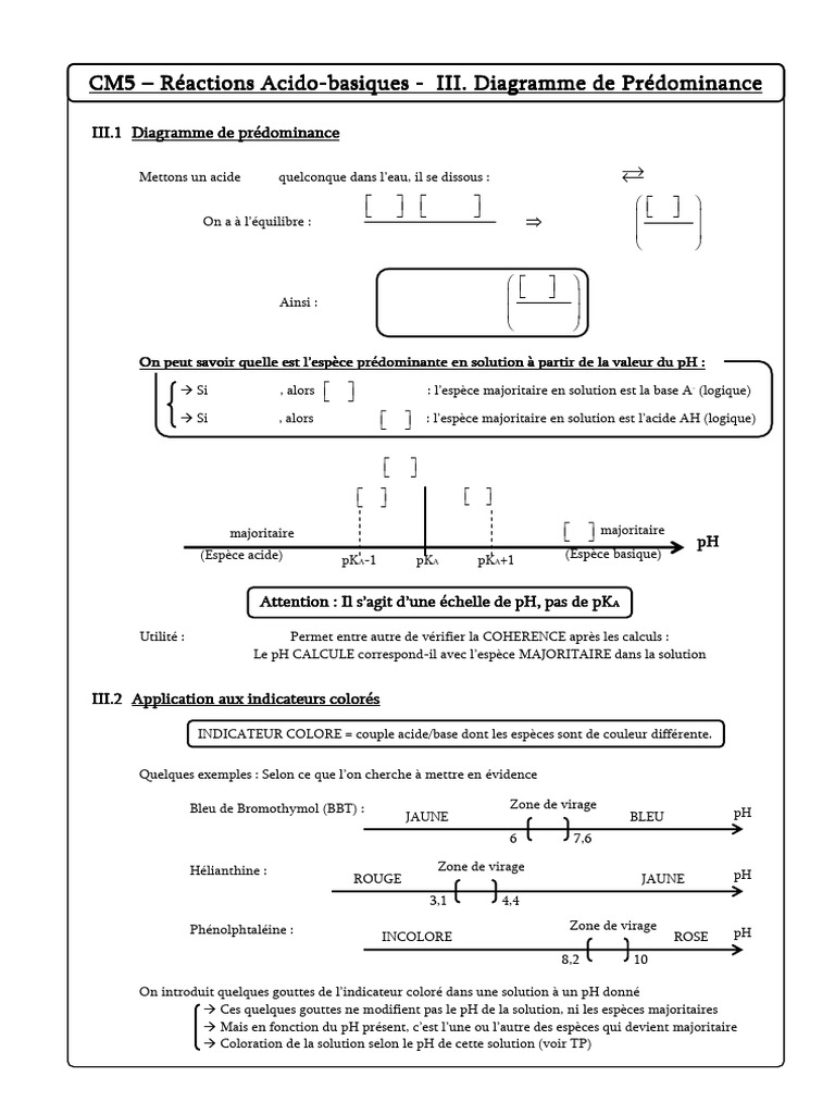 Diagramme de Prédominance en Chimie | PDF | Ph | Chimie analytique