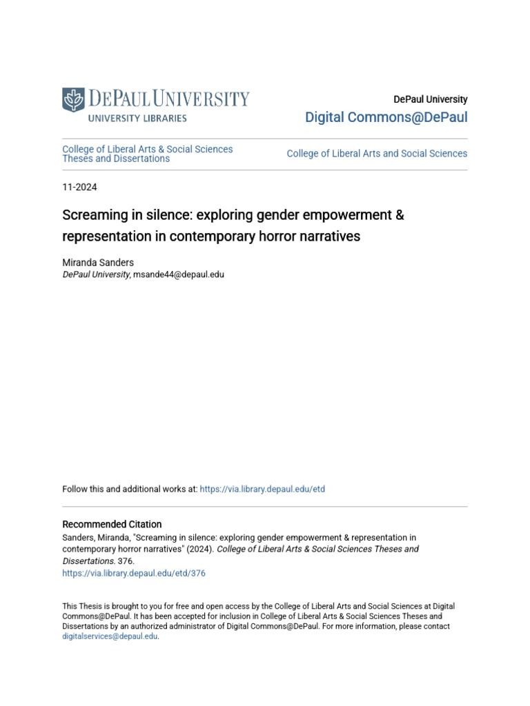 Gender Empowerment in Horror Narratives | PDF | Intersectionality ...
