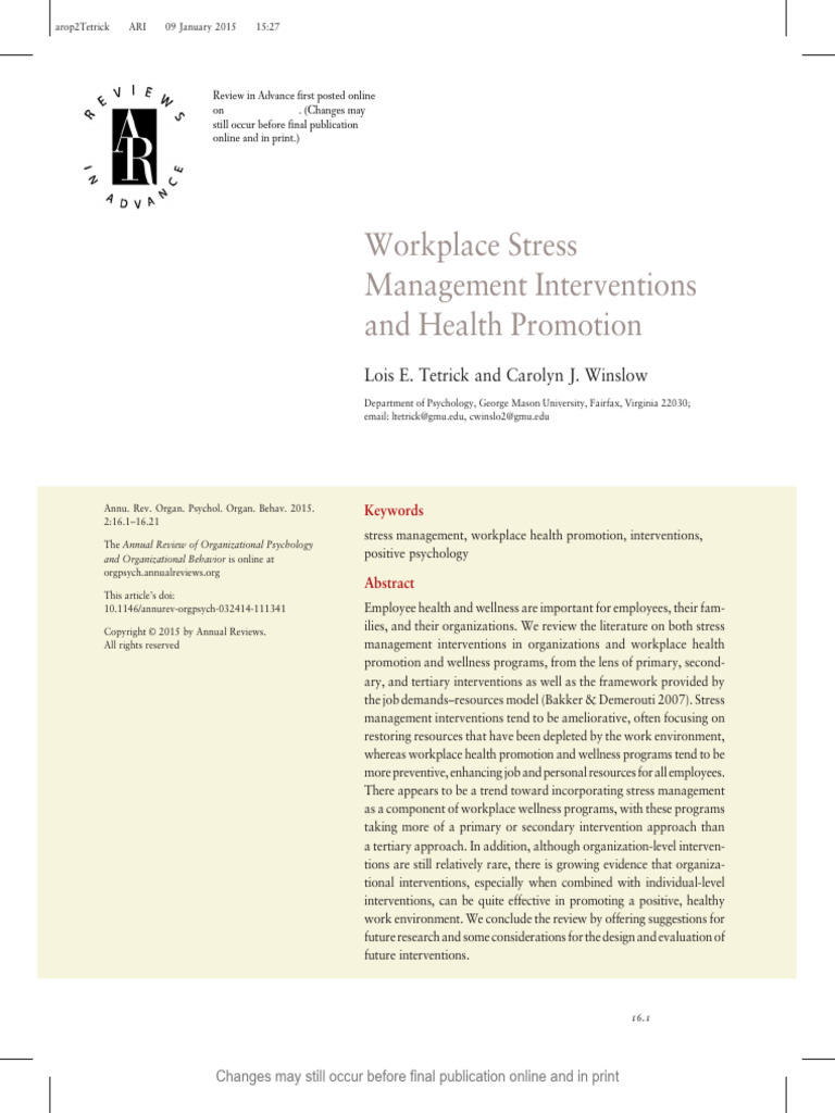Workplace Stress | PDF | Occupational Stress | Stress Management