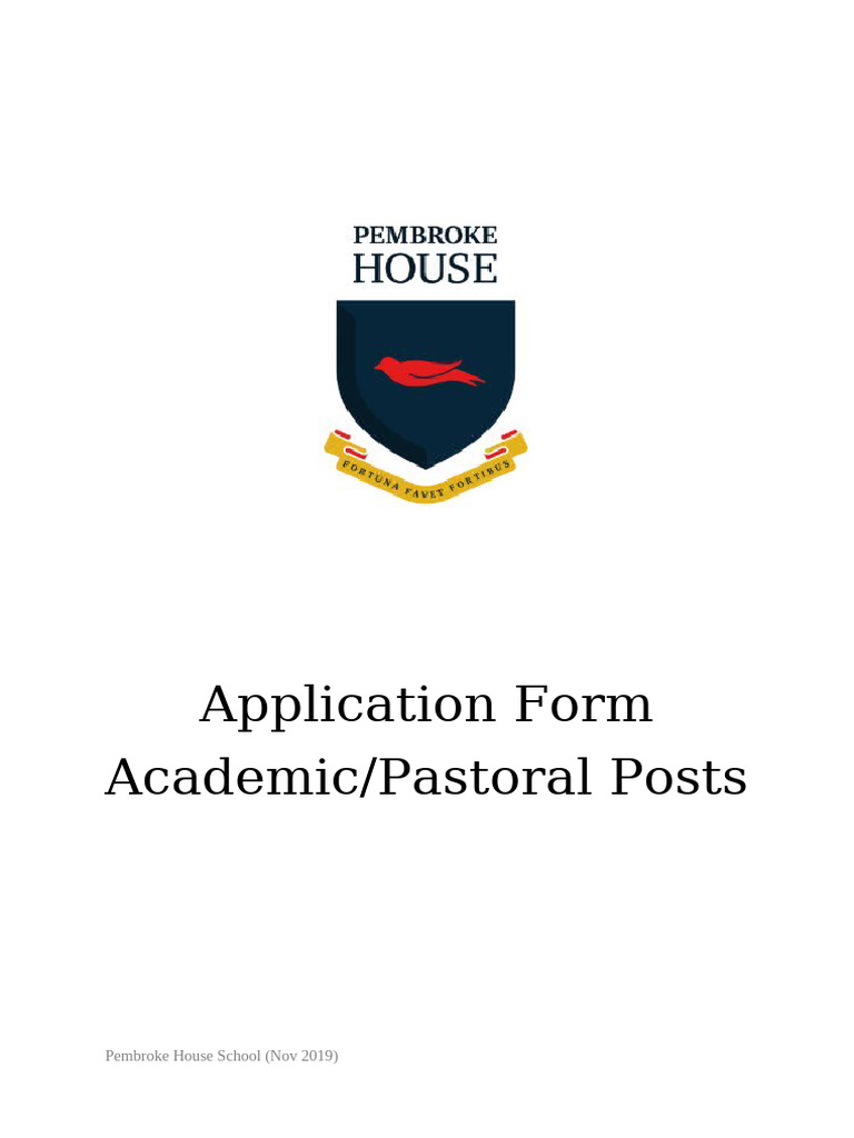 Pembroke House School Application Form | PDF | Justice | Crime & Violence