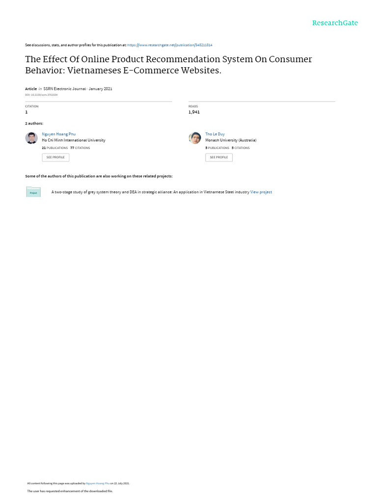 The Effect of Online Product Recommendation System On Consumer Behavior ...