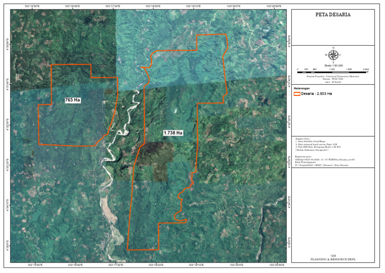 Peta Desaria: Data Geospasial 1:50.000 | PDF | Survei | Navigasi