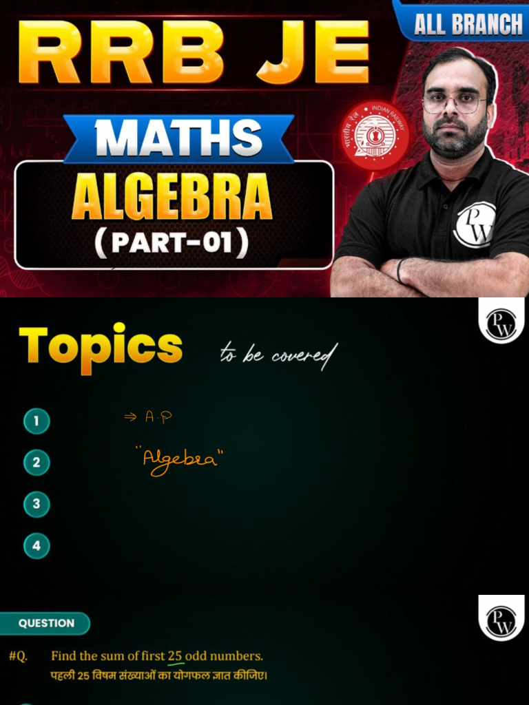 RRB AE JE Math Algebra 01 by Suresh | PDF