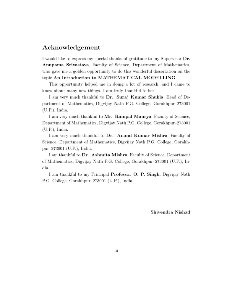 Acknowledgements for Dissertation | PDF
