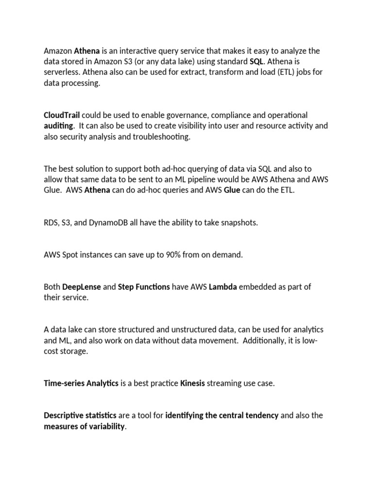 AWS Data Analysis and Machine Learning Guide | PDF | Statistical ...