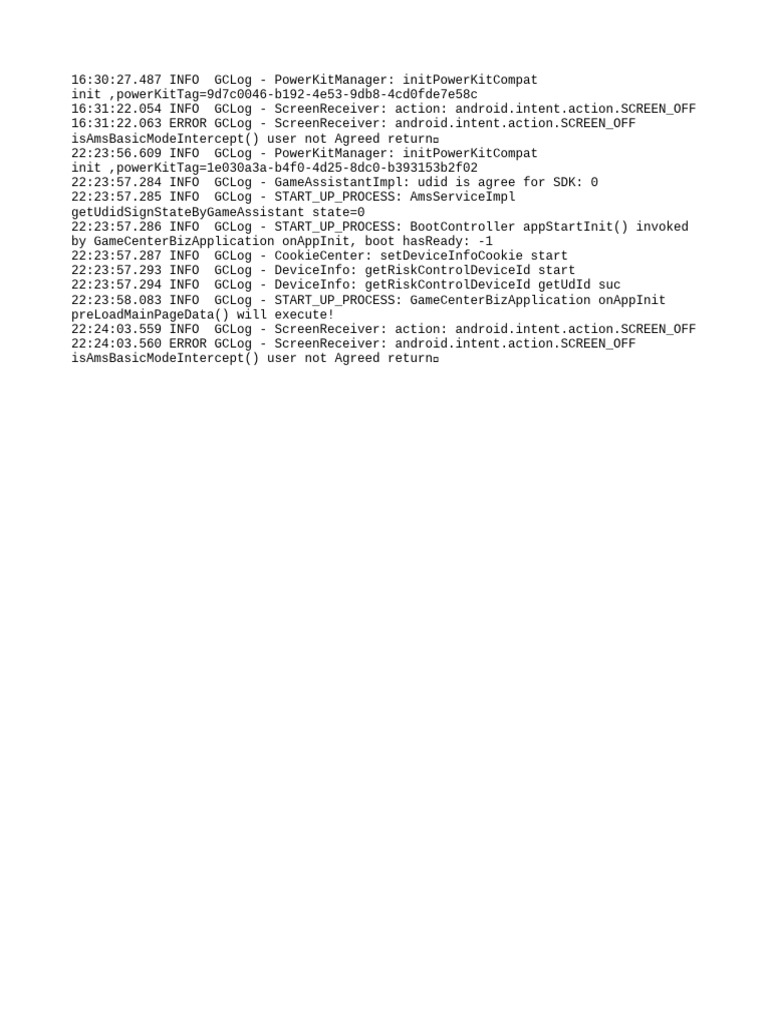 Android Screen Off Error Logs | PDF