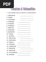 Countries and Nationalities 1 Vocabulary Exercise Worksheet PDF | PDF ...