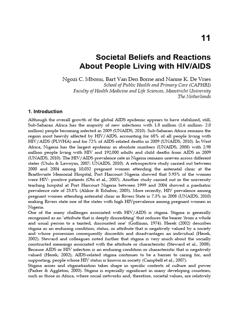 InTech-Society Beliefs and Reactions About People Living With Hiv Aids ...