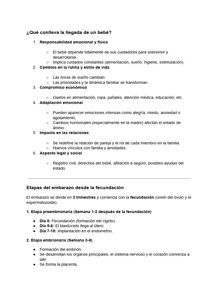 ¿Qué Conlleva La Llegada de Un Bebé | PDF | El embarazo | Embrión