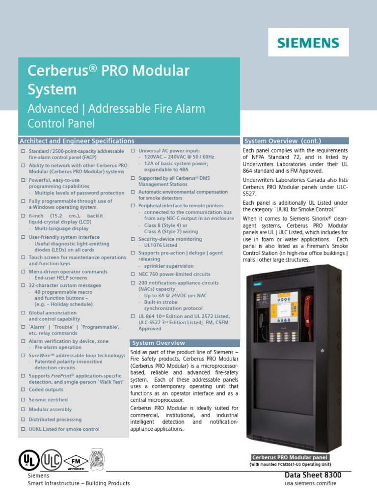 Siemens Cerberus PRO Fire Alarm Panel | PDF | Electrical Engineering ...