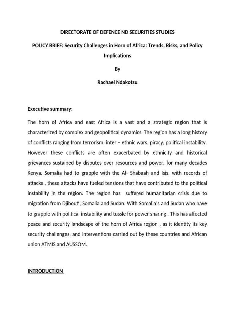 Policy Brief On Horn of Africa | PDF | Al Shabaab (Militant Group ...