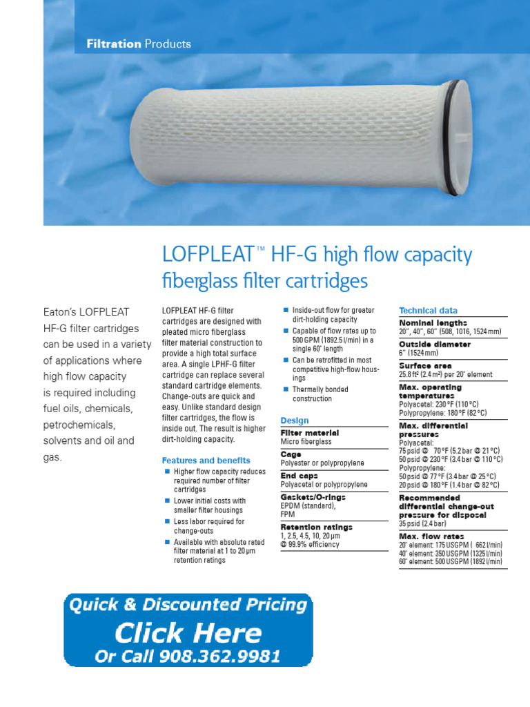 LOFPLEAT HF G Filter Cartridges | PDF | Materials