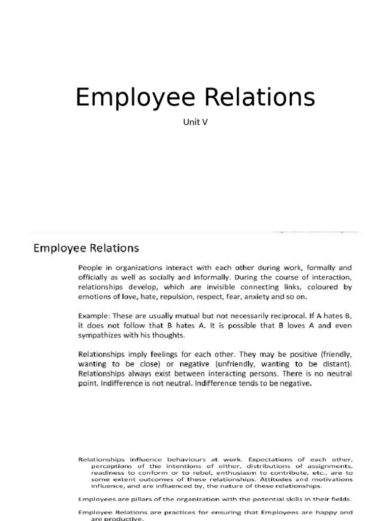 Unit V-Employee Relations | PDF