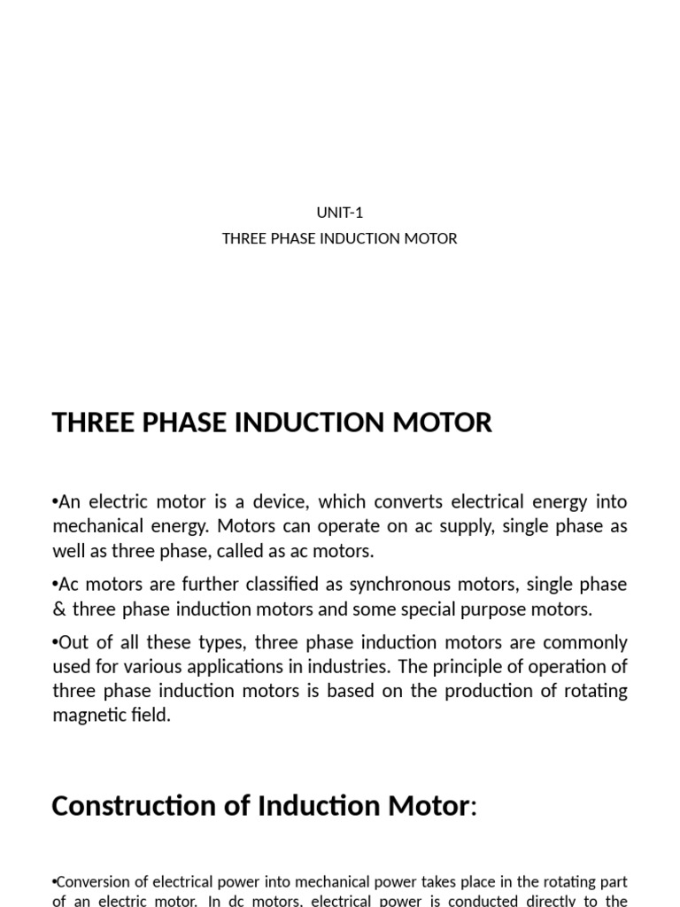 Three Phase Induction Motor Overview | PDF | Electric Motor ...