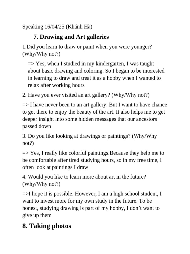 Art, Photography, and Daily Routines | PDF