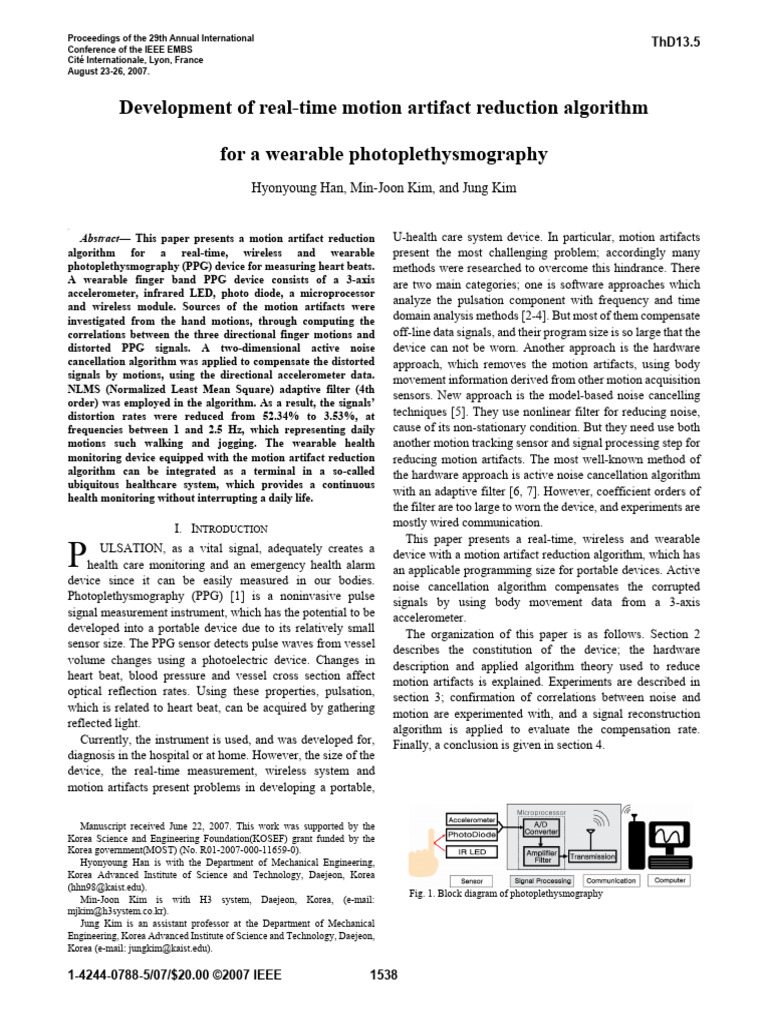 Motion Artifact Reduction for Wearable PPG | PDF | Frequency | Computer ...