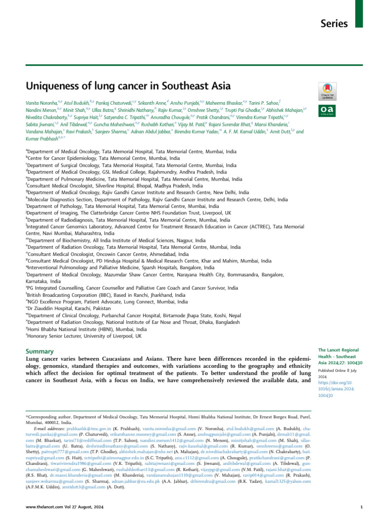 Lung Cancer Profile in Southeast Asia | PDF | Lung Cancer | Tobacco Smoking