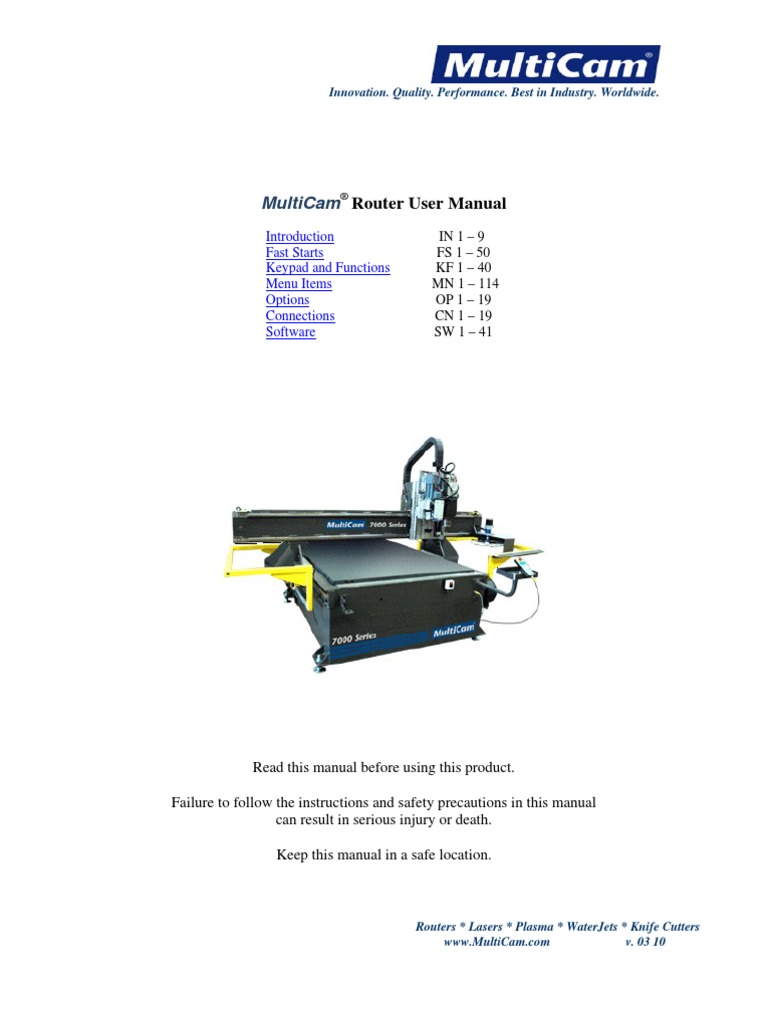 MultiCam 3000 CNC Router User Manual | PDF | Switch | Electrician