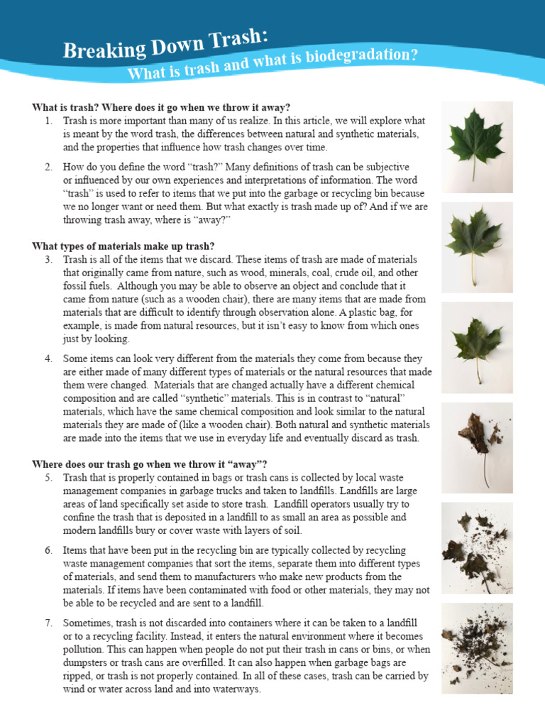 Understanding Trash and Biodegradation | PDF | Waste | Plastic