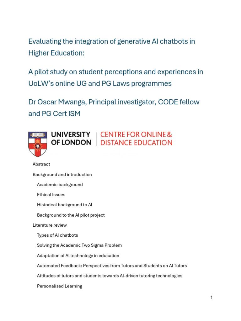 AI Chatbots in Higher Education Study | PDF | Artificial Intelligence ...