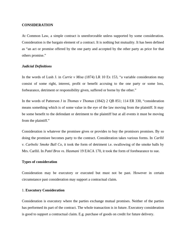 Consideration, Intention To Create Legal Relations and Capacity-4 | PDF ...