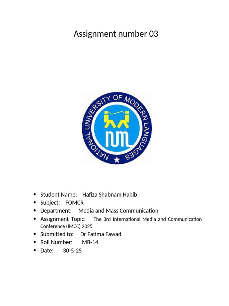 3rd Assignment FOMRC - 444 | PDF | Artificial Intelligence ...