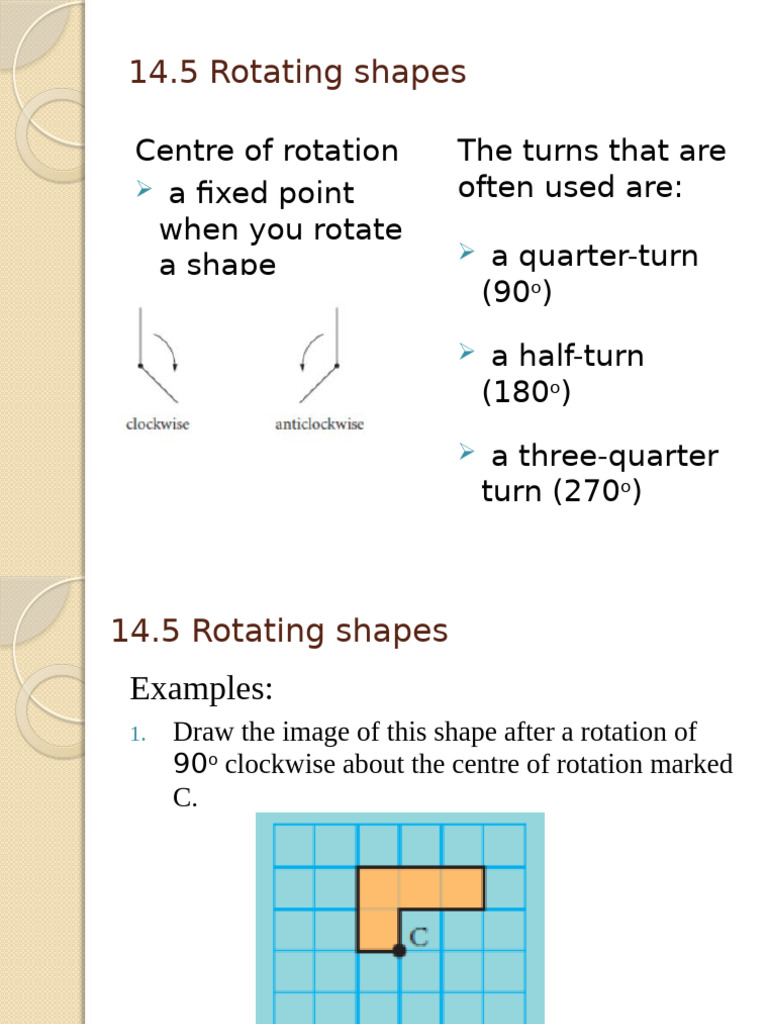 Rotating Shapes: 90° and 180° Examples | PDF