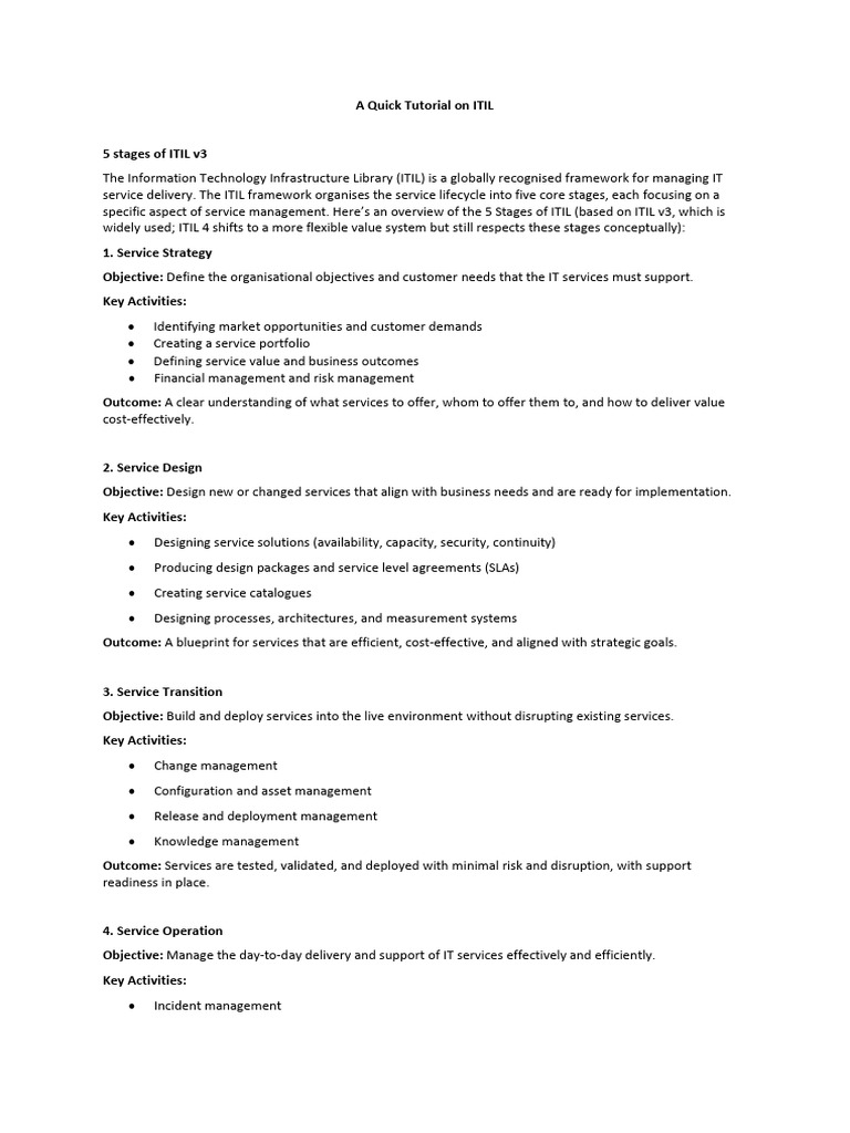 ITIL Tutorial: Key Concepts and Stages | PDF | Agile Software ...
