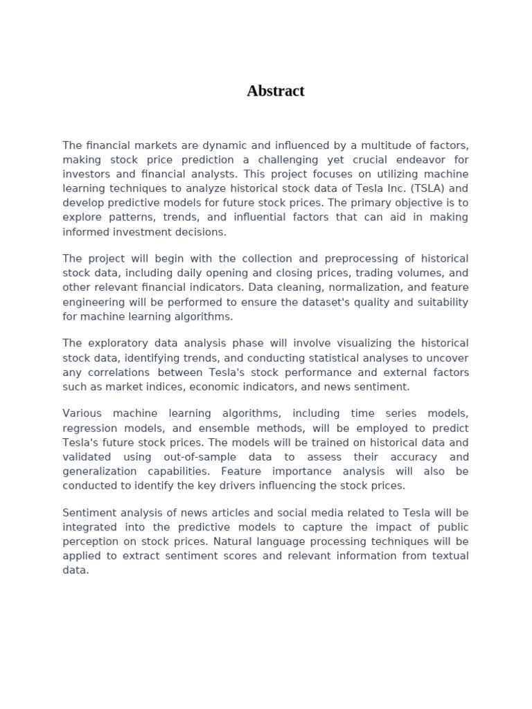Machine Learning for Tesla Stock Prediction | PDF | Machine Learning ...
