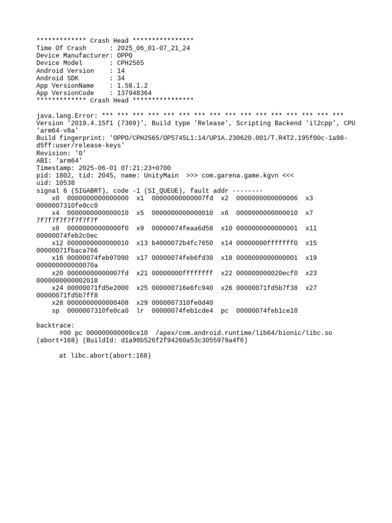 OPPO CPH2565 Crash Report Analysis | PDF