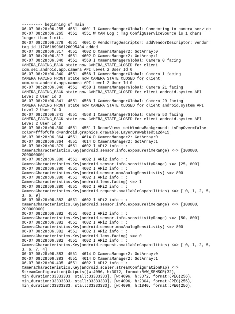 Camera Service Connection Log | PDF | Software | Computing