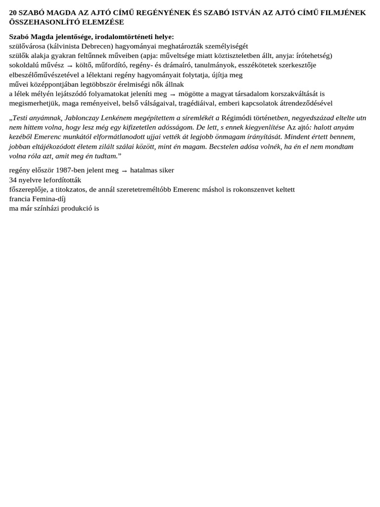 20 Szabó Magda | PDF