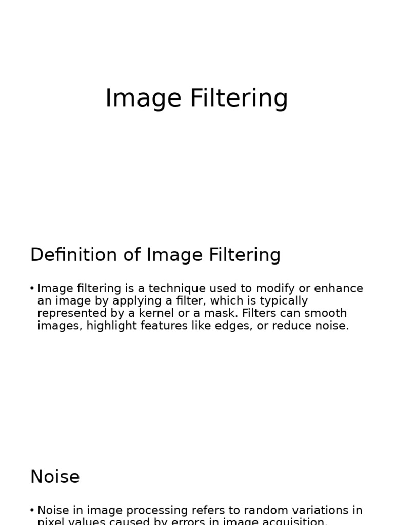Noise and Image Filtering | PDF | Algorithms | Computer Engineering
