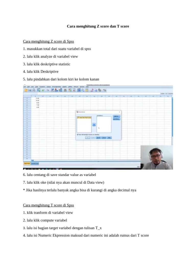 Menghitung Z dan T Score di SPSS | PDF