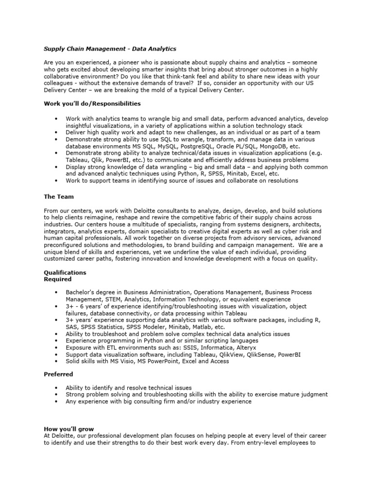 Supply Chain Data Analytics Careers | PDF | Analytics | Data