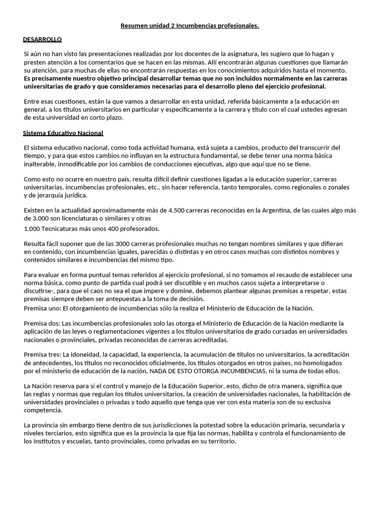 Incumbencias Profesionales en Educación | PDF | Licenciatura