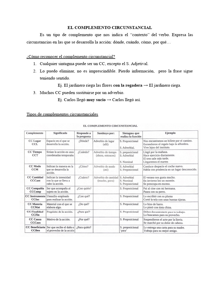 El Complemento Circunstancial | PDF