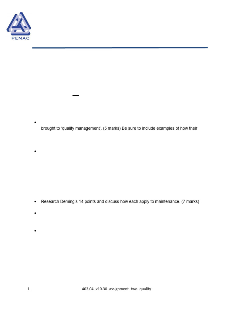 402.04 v10.30 Assignment Two Quality | PDF