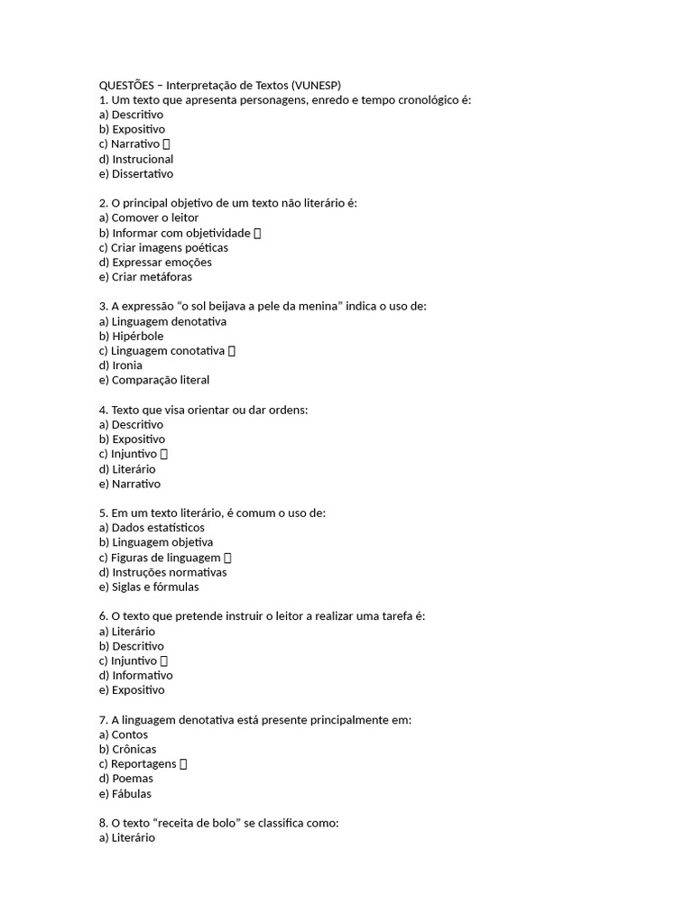 QUESTÕES Interpretação de Texto | PDF | Poesia | Metáfora