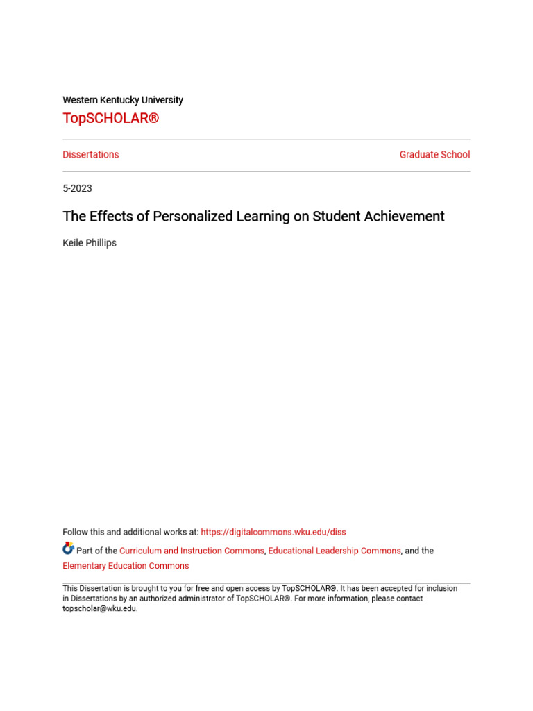 Impact of Personalized Learning on Achievement | PDF | Teachers | No ...