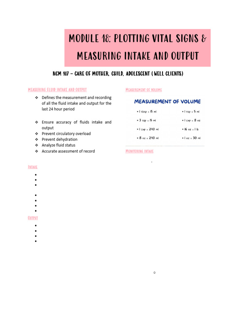 Fluid Intake and Output Measurement Guide | PDF | Intravenous Therapy ...