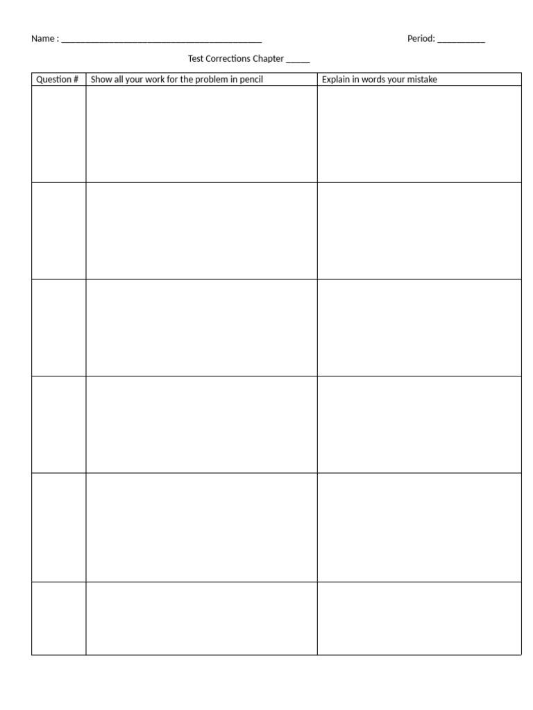 Test Corrections Format | PDF