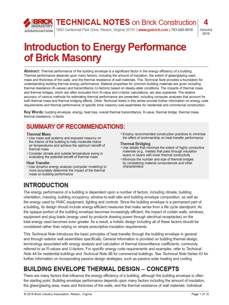 4 Introduction To Energy Performance of Brick Masonry | PDF | Building ...