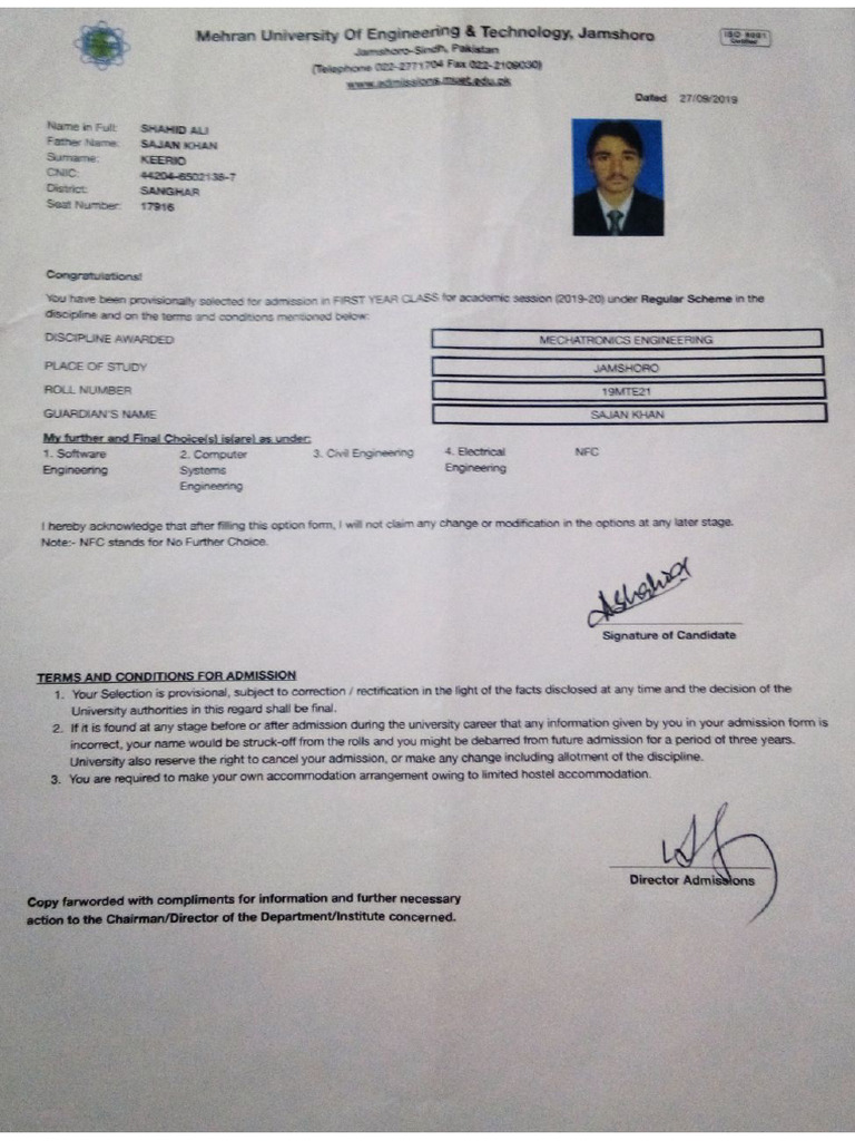 Admission Letter | PDF