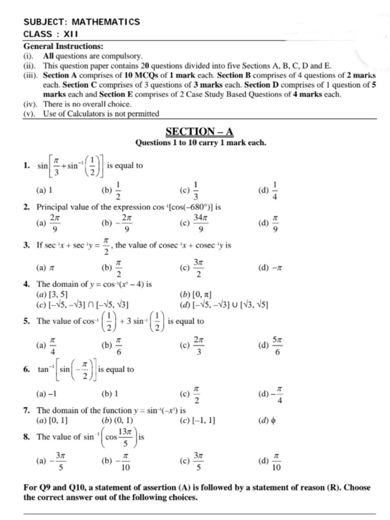 Inverse Trig Functions | PDF