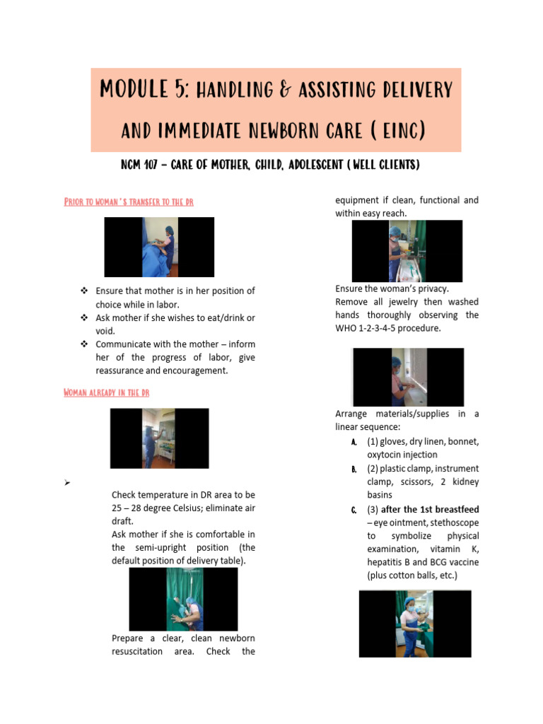 MODULE 5 Handling Assisting Delivery and Immediate Newborn Care EINC ...