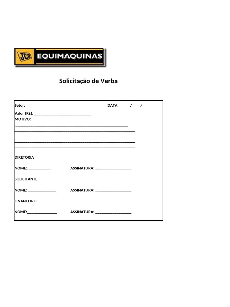 Formulário de Solicitação de Verba | PDF