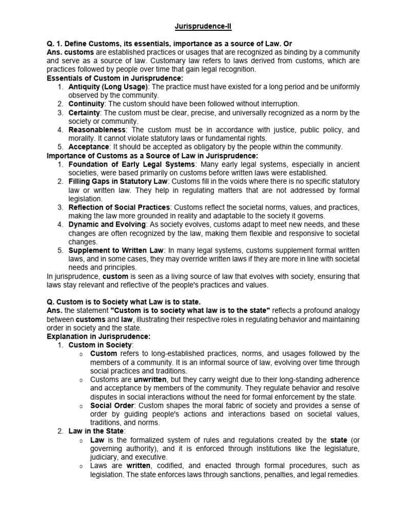 Essentials of Customs and Precedents in Law | PDF | Precedent | Crimes