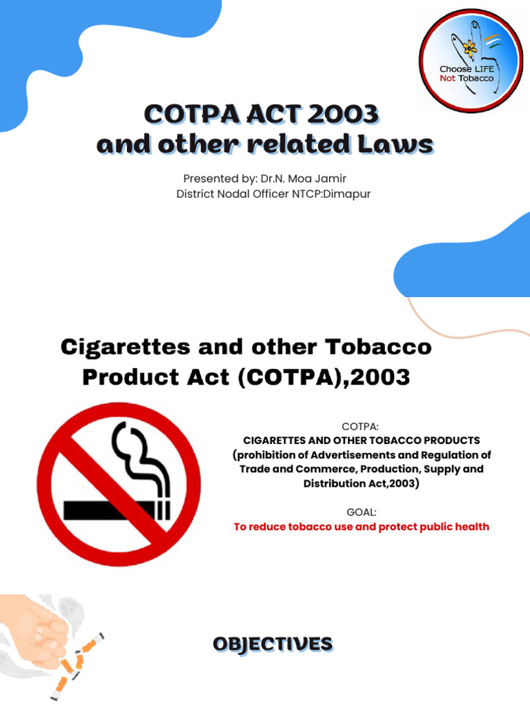 Overview of COTPA Act 2003 | PDF | Cigarette
